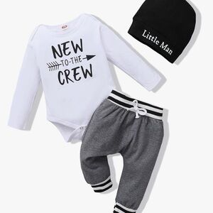 Little Man Kids Matching Set - White and Gray